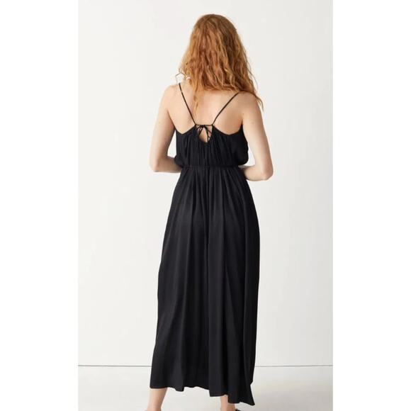 NWT & Other Stories Strappy Tassel Tie Midi Dress Black sz. 2 - Picture 2 of 11